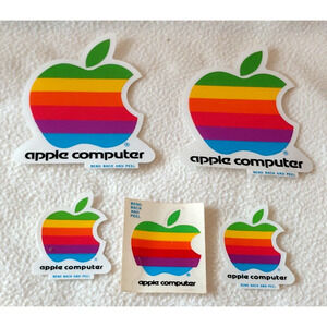 5 Vintage 80’s Apple Macintosh Computer Logo Decal Stickers Unused Brand New